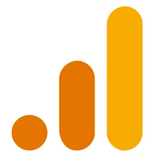 Linjegraf i gult och orange. Den symbol som ofta associerats med Google Analytics